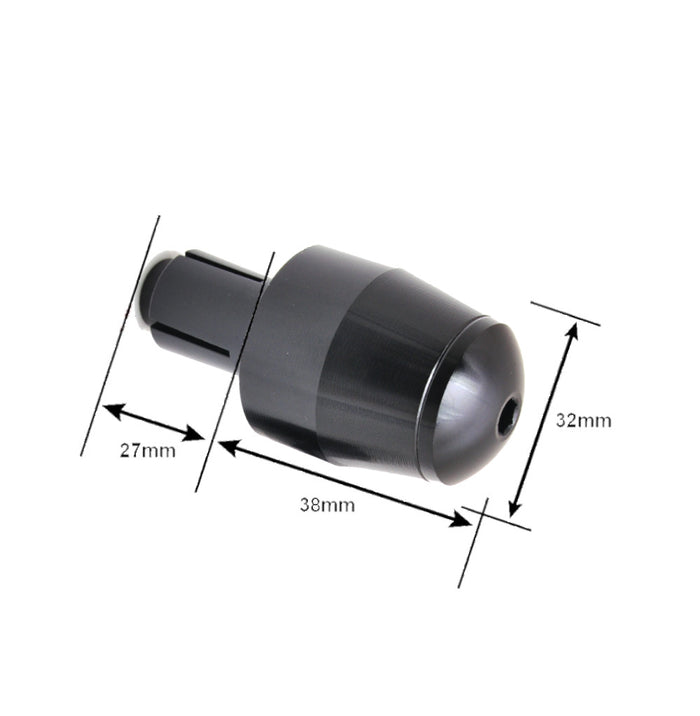 CNC aluminum bar ends for Honda CBR 300R, 500R, 600F, 600RR motorcycle handlebars by MC Motoparts, black finish.