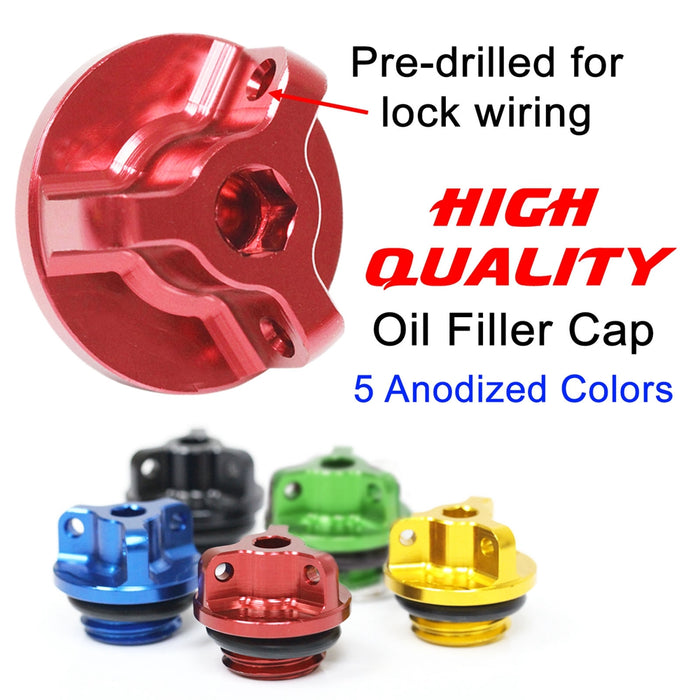 Red engraved logo Honda CBR1000RR oil filler cap by MC Motoparts, designed for 2004-2023 models with ABS.