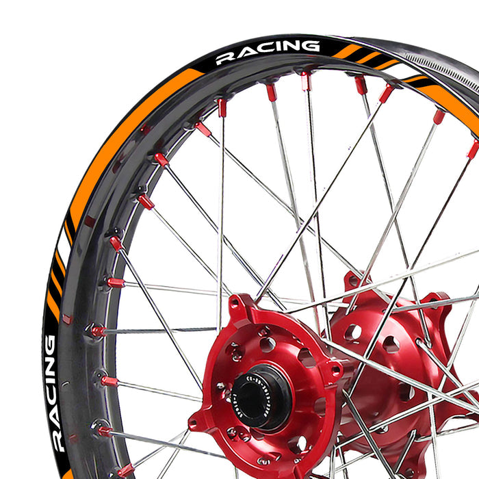 Honda CRF 450RX 2017-2021 MX dirt bike rim stickers with stripe design from StickerBao, applied to wheel rims.