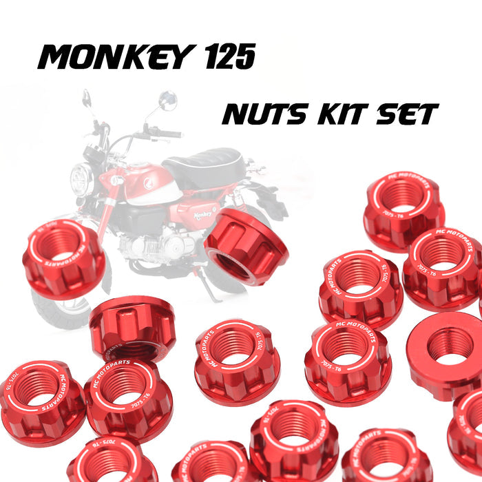 Fits Honda Monkey 125 Z125M 2018-2020 Billet Nuts Kit Set For Axle Sprocket Shock Nut