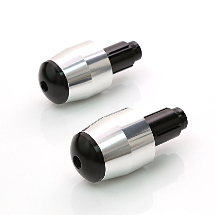 CNC aluminum bar ends for Honda NC 700, 750, Integra, and Z125 motorcycles by MC Motoparts, shown installed on handlebars.