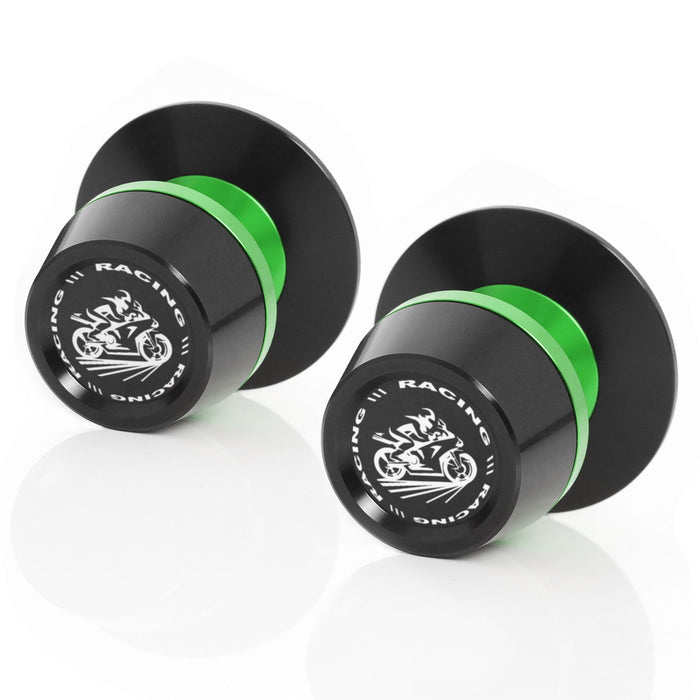 MC Motoparts swingarm spools for Kawasaki ER6F ER6N Ninja 650R racer bike, 10mm mounting for easy rear stand access