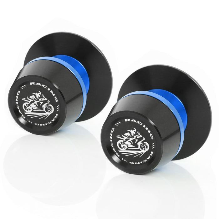 MC Motoparts swingarm spools for Kawasaki ER6F ER6N Ninja 650R racer bike, 10mm mounting points, black anodized finish