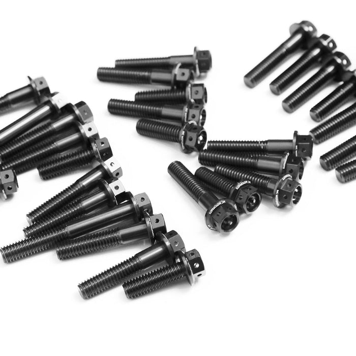 CNC Crankcase Cover Bolt Kit for Suzuki GSX-R 1000 2005-2008, Race Spec bolts by MC Motoparts, black M6 bolts for engine cover.