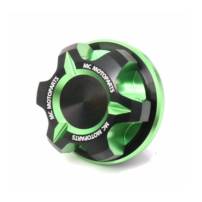 MC Motoparts CNC oil filler cap for Yamaha Tracer 9 GT, XSR900, MT-09, FZ09 motorcycles, featuring a durable metal design.