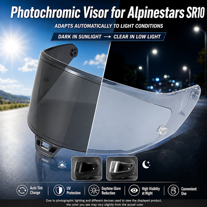 For Alpinestars SR10 Supertech Replacement Visor - Photochromic Visor – Clear to Dark Transition