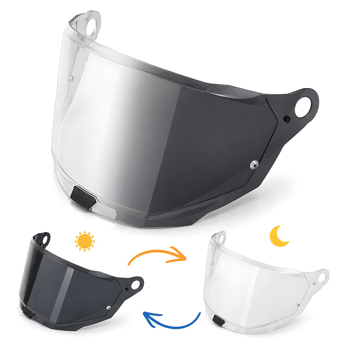 Photochromic LS2 Explorer helmet visor by MC Motoparts, clear to dark transition, designed for MX701 helmet.