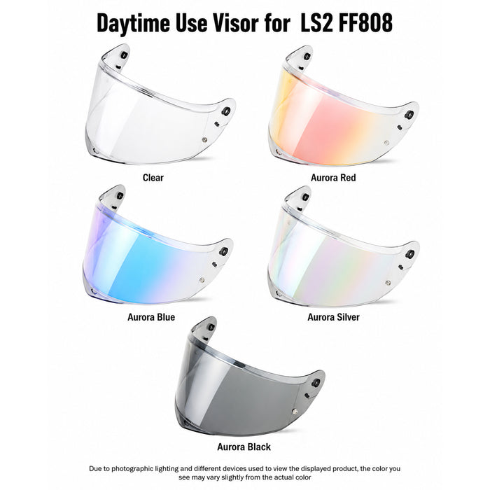 Light tint and clear LS2 Stream 2 helmet visor by MC Motoparts for day and night riding, compatible with FF808 series.