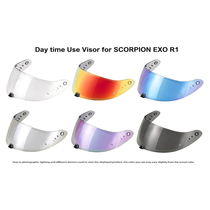 For SCORPION EXO R1 / R1 Air / R1 EVO Replacement Visor – Light Tint Finishes / Clear - Day & Night Use Series