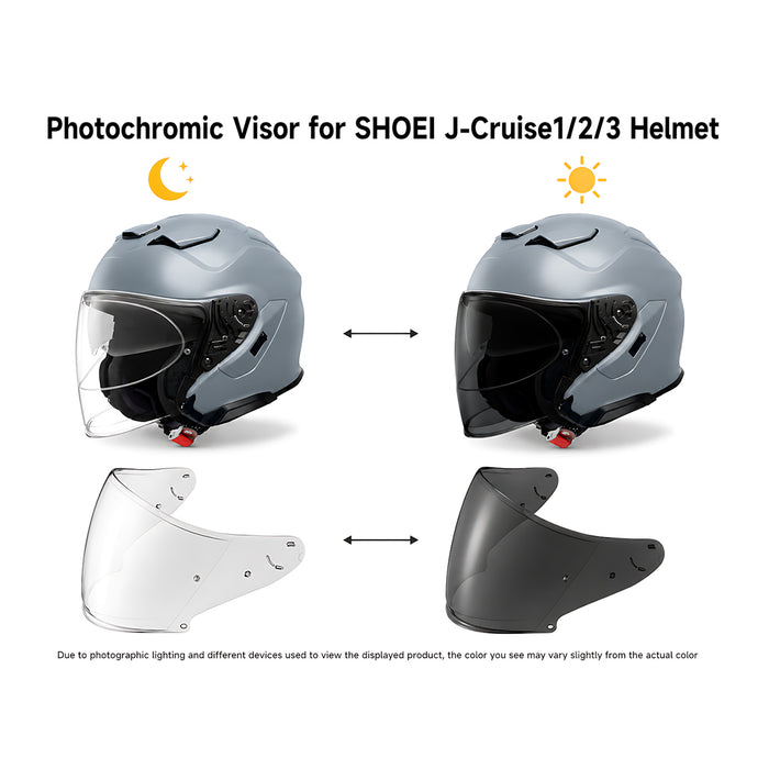 For Shoei J-Cruise1/2/3 J-Force 4 Replacement Visor (CJ-2/CJ-2SP) - Photochromic Visor – Clear to Dark Transition