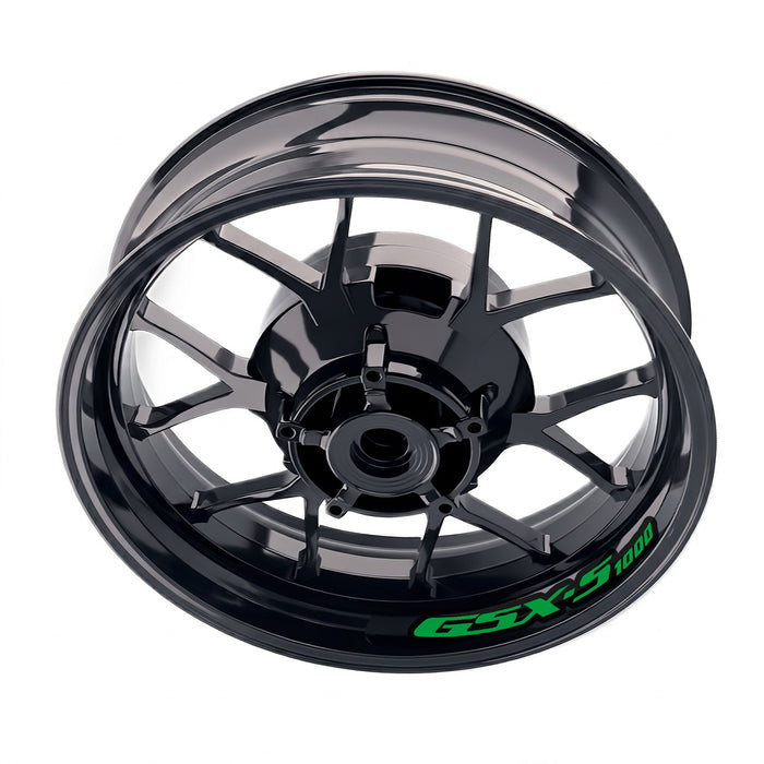 Suzuki GSXS 1000 inner rim sticker set by StickerBao, bike model-specific wheel decals on a motorcycle wheel.