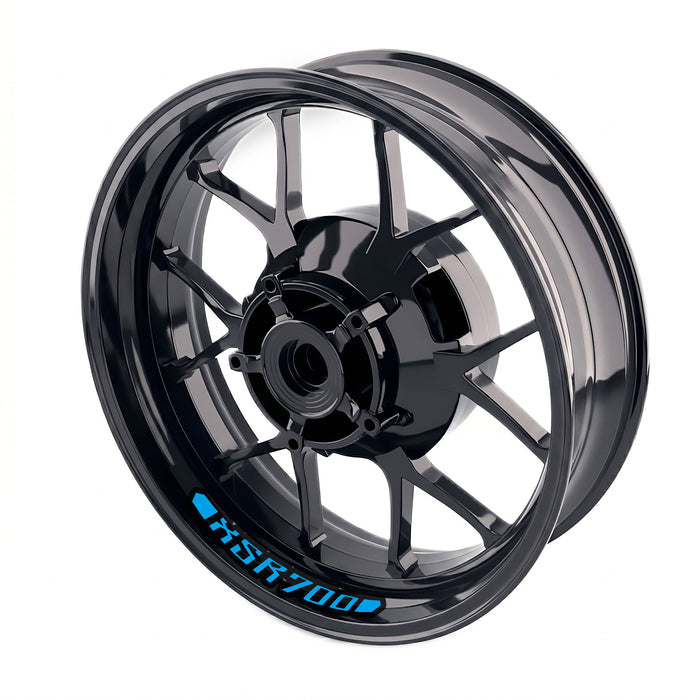 Yamaha XSR 700 wheel stickers and rim decals set by StickerBao, featuring model-specific inner rim sticker design for motorcycle wheels.