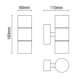 Forum Lighting ZN-20941-ANTH-65 Leto 2 Light Up and Down Outdoor Wall Light – Anthracite