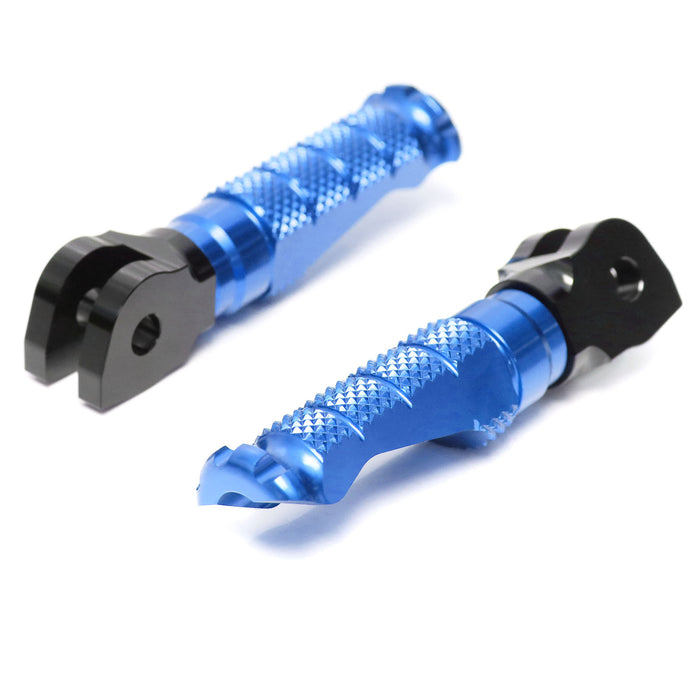 Front view of MC Motoparts standard foot pegs for Aprilia Mana 850 and RSV4 R-FIGHT motorcycle, showing textured metal surface.
