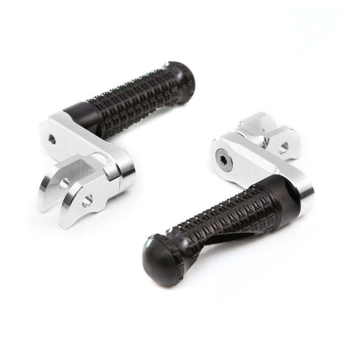 Black 40mm extension foot pegs for Aprilia RSV4 1000 from MC Motoparts, featuring adjustable design for improved rider comfort.
