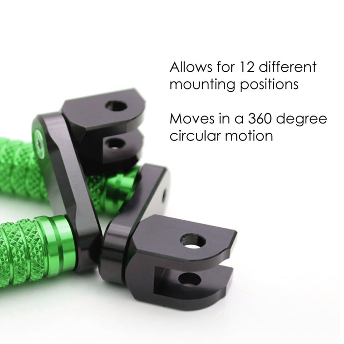 Front view of MC Motoparts 40mm adjustable extension foot pegs for BMW F800S R1200 S G650GS with detailed metal grip surface.