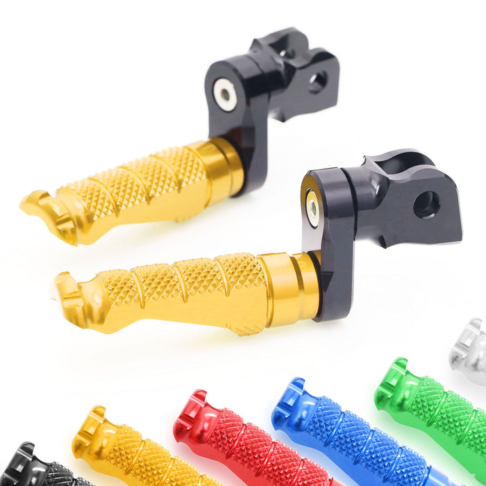 Front view of MC Motoparts 25mm extension foot pegs for BMW F800S R1200S ST G650GS R motorcycles, showing adjustable design.
