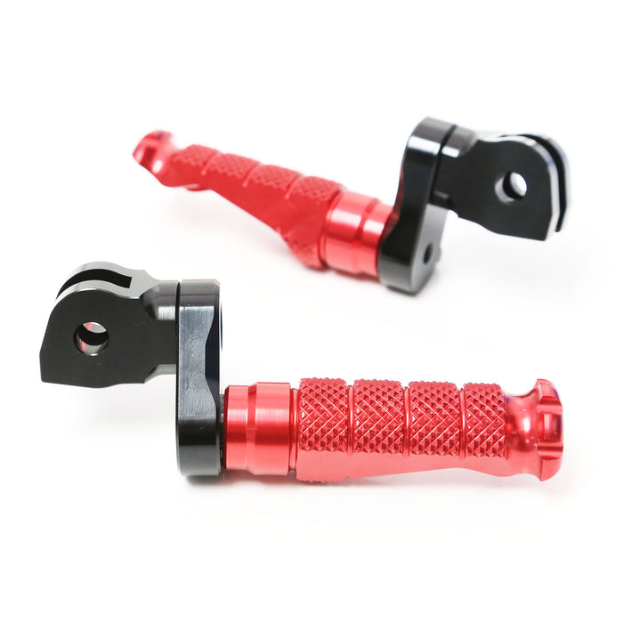 Front view of MC Motoparts 25mm adjustable extension foot pegs for BMW F800S R1200 S ST G650GS motorcycle.