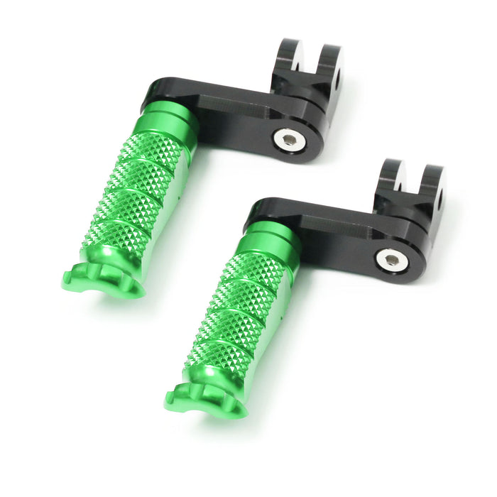 Front view of MC Motoparts 40mm extension foot pegs for BMW F800S R1200S ST G650GS R motorcycle, showing adjustable metal footrests.