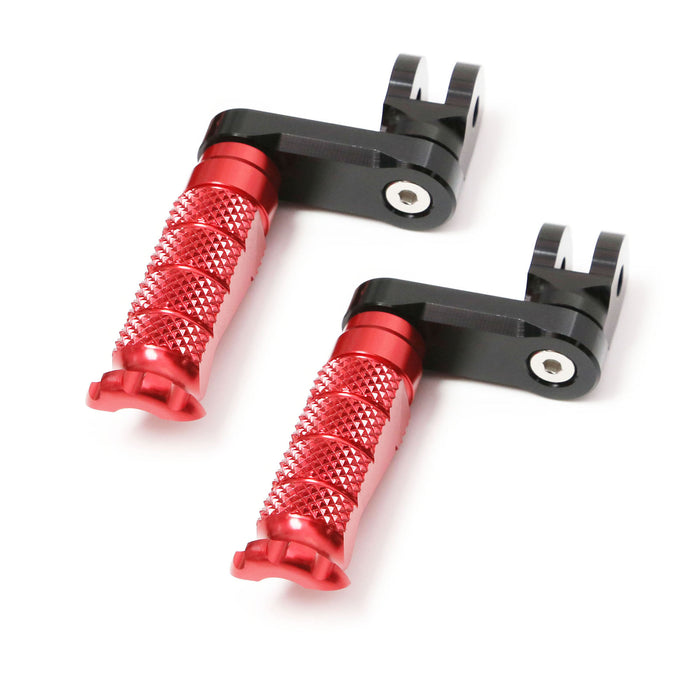 Front view of MC Motoparts 40mm adjustable foot pegs for BMW F800S R1200 S ST G650GS motorcycle, showing textured metal surface and mounting points.