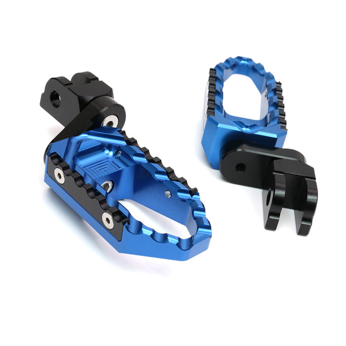 MC Motoparts 25mm extension foot pegs for BMW R nineT K1300R TRC touring, front view showing black metal foot pegs with textured surface.