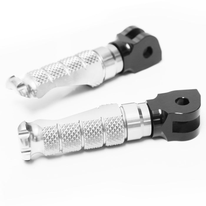 Front view of MC Motoparts standard foot pegs for BMW S1000R, S1000RR, R1200GS, R-FIGHT motorcycle, showing durable metal construction.