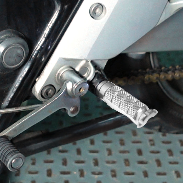 Front view of MC Motoparts standard foot pegs for Buell 1125R S1 S3 X1 XV12R R-FIGHT motorcycle, showing metal footrest surfaces.