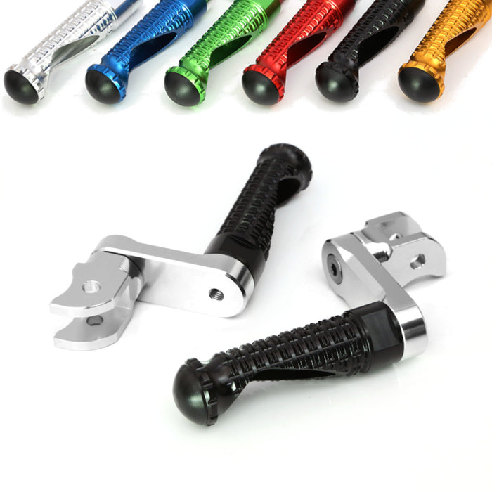 Black MC Motoparts 40mm extension foot pegs for CF MOTO M-PRO, adjustable and durable motorcycle footrests.