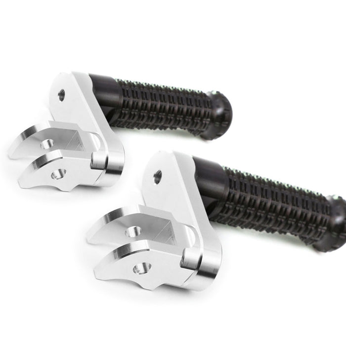 Black MC Motoparts 40mm extension foot pegs for CF MOTO M-PRO motorcycle, showing the extended, adjustable foot peg design.