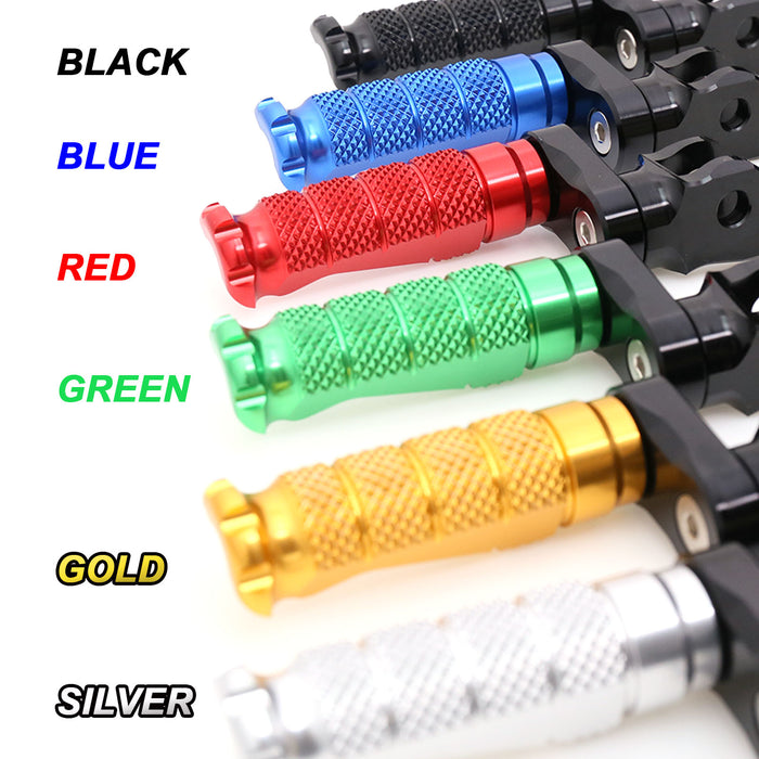 Front view of MC Motoparts 25mm extension foot pegs for CF MOTO R-FIGHT, adjustable motorcycle foot pegs with sturdy metal build.