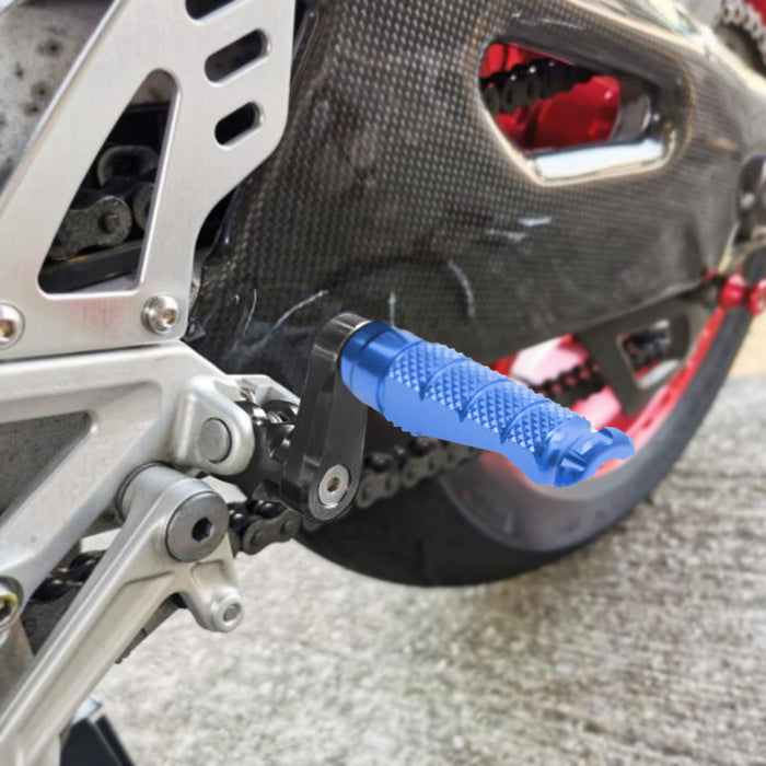 Front view of MC Motoparts 40mm extension foot pegs for CF MOTO R-FIGHT motorcycle, showing adjustable foot peg design.