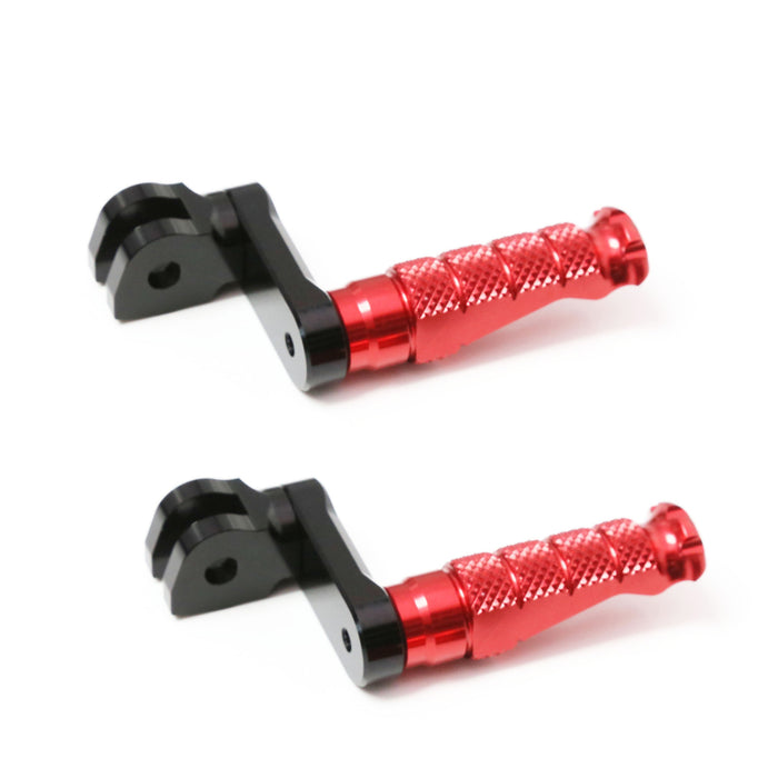 Front view of MC Motoparts adjustable 40mm extension foot pegs for CF MOTO R-FIGHT motorcycle.