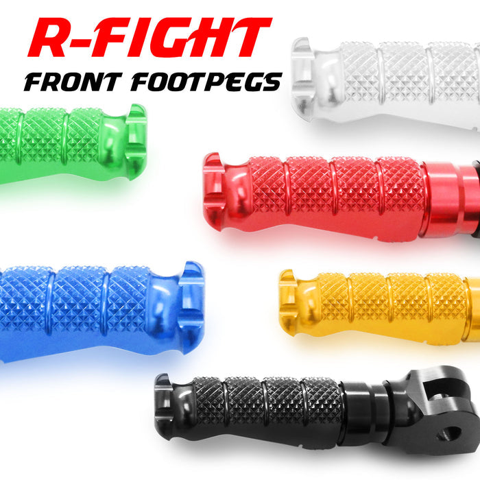 Front view of MC Motoparts standard foot pegs for CF MOTO R-FIGHT motorcycle, showcasing durable metal construction.