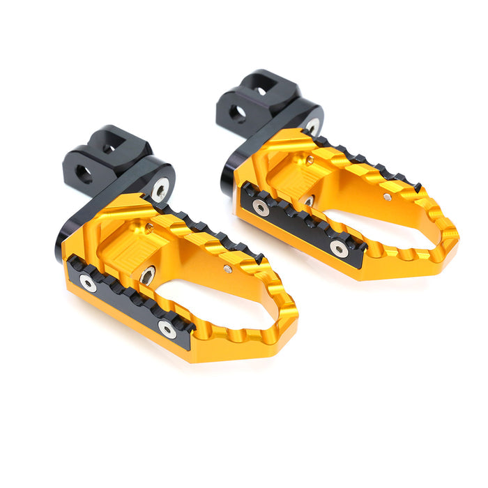 MC Motoparts 40mm extension foot pegs for Ducati DesertX, Multistrada V2 V4 S RS Touring, shown in black with multi-step design.