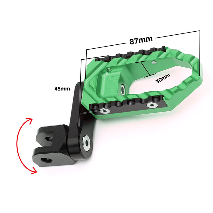 MC Motoparts 40mm extension foot pegs for Ducati DesertX, Multistrada V2 V4 S RS TRC touring motorcycle, front view.