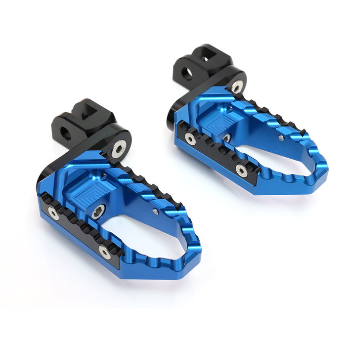 MC Motoparts 40mm extension foot pegs for Ducati DesertX, Multistrada V2, V4 S, RS, TRC touring motorcycle, front view.