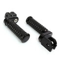 Front view of black MC Motoparts 25mm extension foot pegs for Ducati Monster 600 to 821 models.