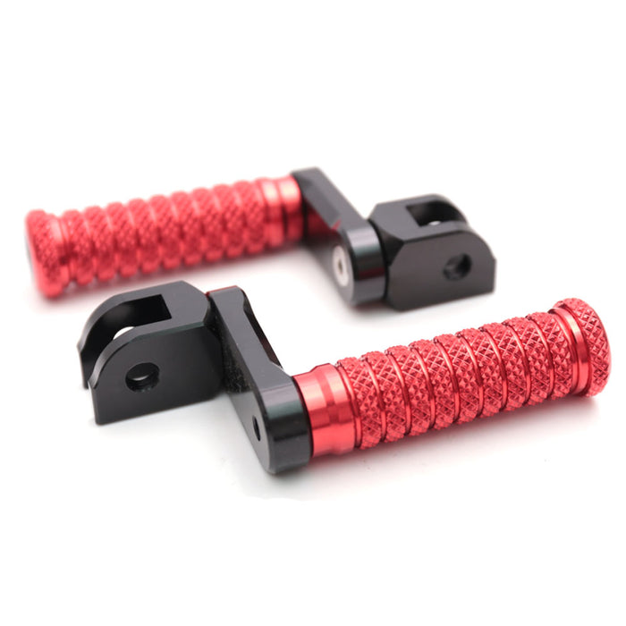 Front view of MC Motoparts 40mm extension foot pegs for Ducati Monster 696 to 1100, showcasing durable metal construction and mounting points.