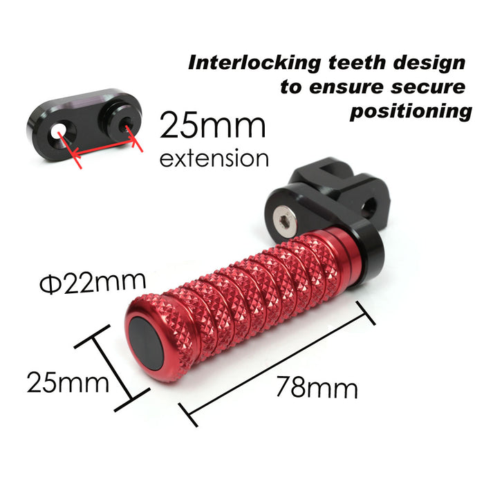 Fit Ducati Streetfighter Hypermotard Hyperstrada 25mm Extension M-Grip POLE Front Foot Pegs - MC Motoparts