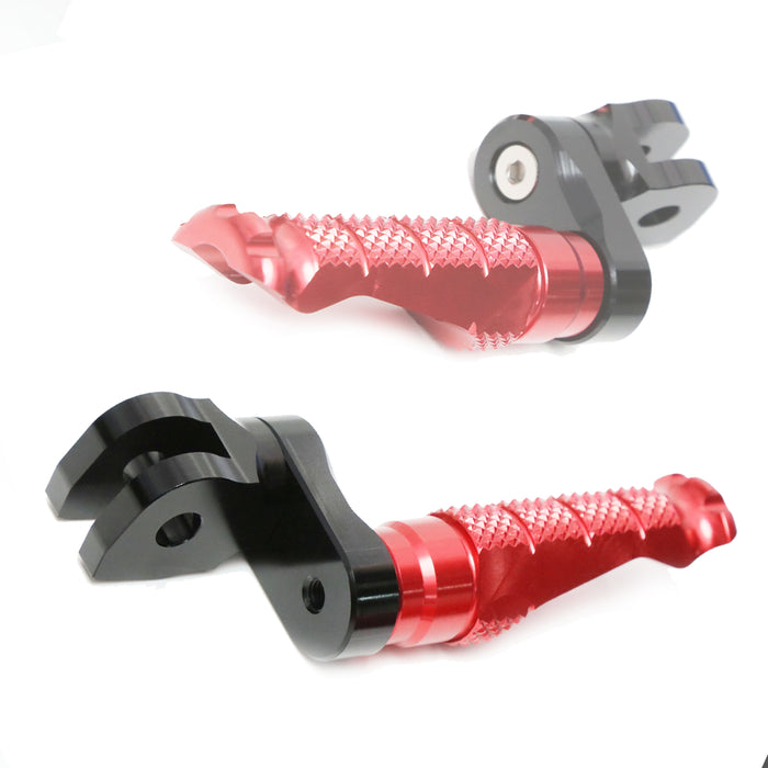 Front view of MC Motoparts 25mm adjustable foot pegs for Greenger G3S G3 2023-2024 electric motorcycle, R-FIGHT model.