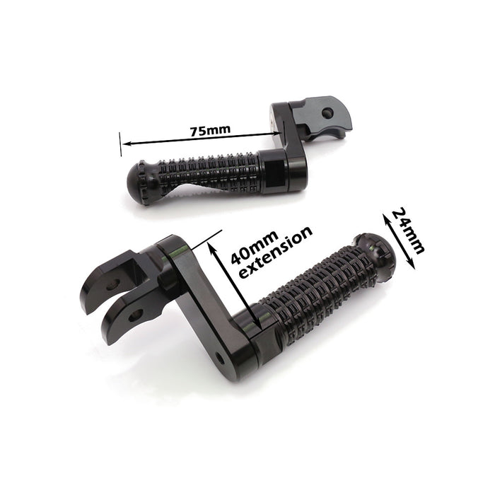Black MC Motoparts 40mm extension foot pegs for Harley Davidson Softail Black Shadow front lower riding comfort
