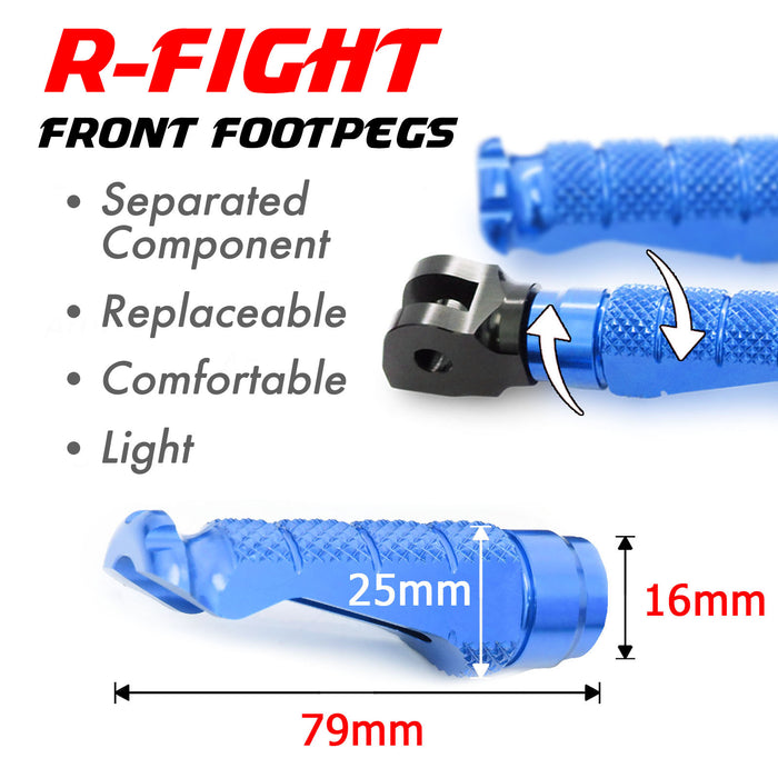 Fits Harley Davidson Softail Dyna RFIGHT Front Blue Foot Pegs - MC Motoparts