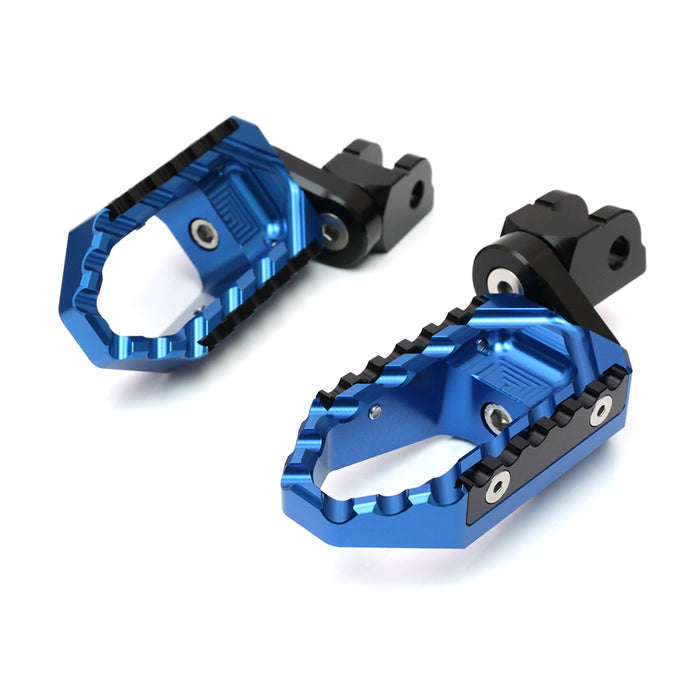 Honda CB600F CB1100 touring 25mm extension foot pegs by MC Motoparts, front view showing black multi-step foot pegs for motorcycle comfort.