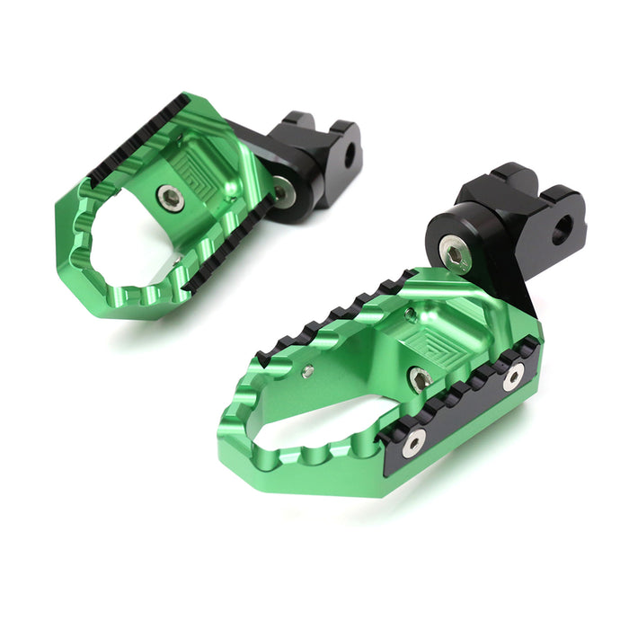 Honda motorcycle front 25mm extension touring foot pegs by MC Motoparts, black multi-step design with textured grip surface.