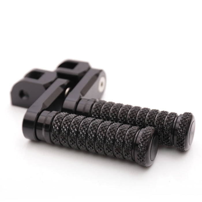 Black 40mm adjustable extension foot pegs for Honda ST1300, VTR1000, Z125M, by MC Motoparts, featuring sturdy metal construction.
