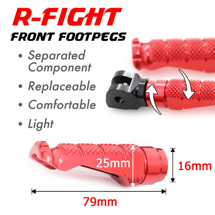 Front view of MC Motoparts standard foot pegs for Honda VFR800, VFR1200F, NC750X motorcycle, showcasing durable metal construction.