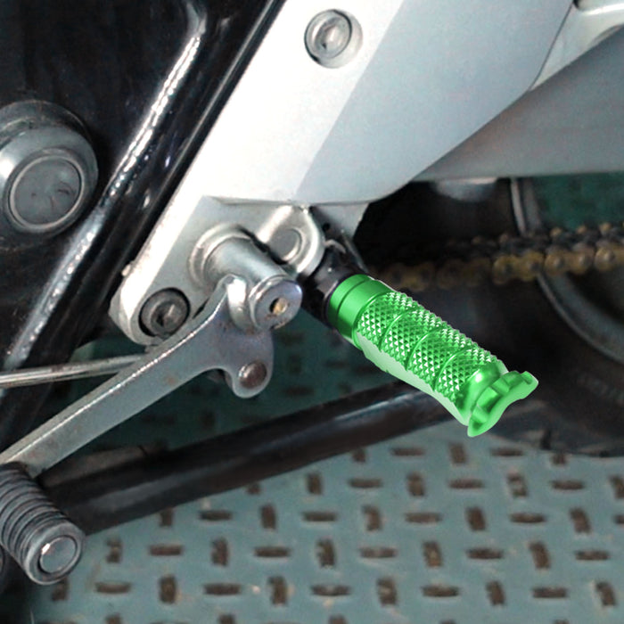 Front motorcycle foot pegs for Kawasaki GTR1400 Versys 1000 650 R-FIGHT by MC Motoparts, shown installed on bike.