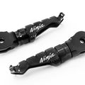 Kawasaki Ninja ZX-6R ZX-9R MC Motoparts R-FIGHT engraved logo front foot pegs for motorcycle rider comfort and style