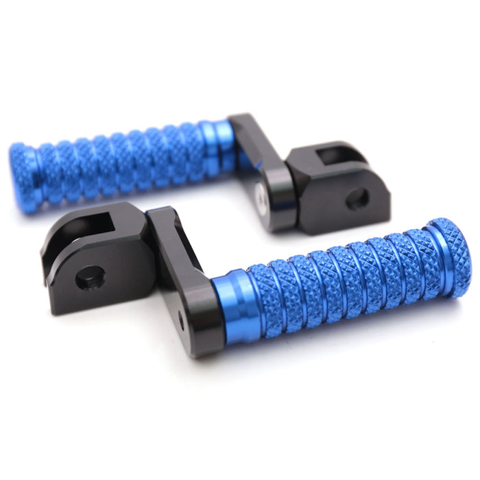 Front view of MC Motoparts 40mm adjustable pole foot pegs for Kawasaki Z H2, Z1000, Z125, Z750, Z900 motorcycles.