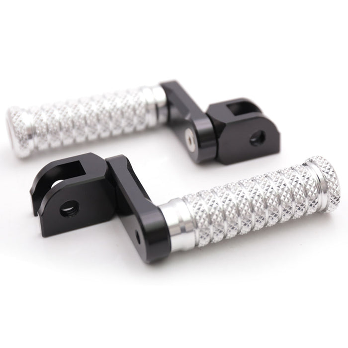 Front view of MC Motoparts 40mm extension foot pegs for Kawasaki Z H2 Z1000 Z125 Z750 Z900 motorcycles.